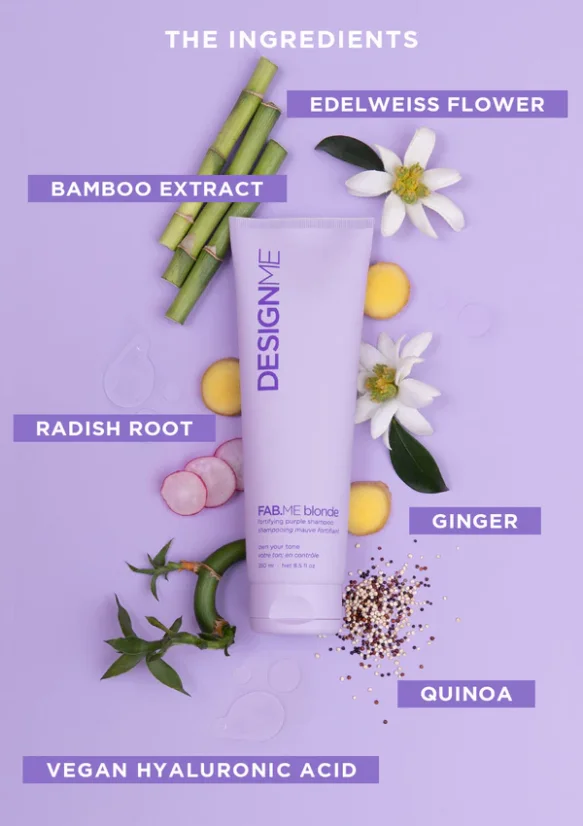 Šampon pro blond a šedé vlasy - DESIGN.ME Fab.Me Blonde Purple Shampoo 250 ml